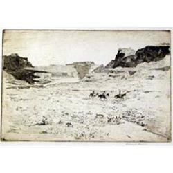 Edward Borein (1873-1945). Etching.  Edge Of Painted Desert.  Ex Otha Wearin collection. 6.5  x 9…