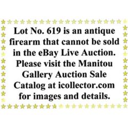 Lot #619 is an antique firearm than cannot be sold in the eBay Live Auction. Please see to Manito…