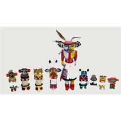 Set Of 9 Pueblo Indian Kachina Dolls. Ex Otha Wearin collection. Ranging in size from 3  to 13 . …