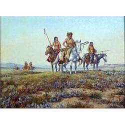 George Dabich (b.1922). Oil on canvas. "New Hunting Grounds." Ex Otha Wearin collection. 12" x 16…