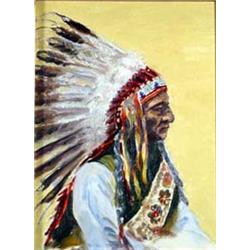 Robert Scriver (1914-1999). Oil on board. "Sitting Bull." Ex Otha Wearin collection. 12" x 9". Es…