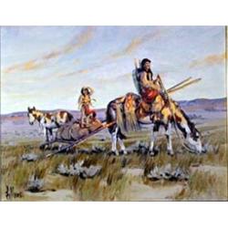 Fred Fellows (b.1934). Oil on canvas.  The Injun Station Wagon.  Ex Otha Wearin collection. 11  x…