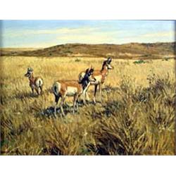 Ernest Berke (b.1921). Oil on board. "Antelope." 9" x 12". Ex Otha Wearin collection. Estimate $6…