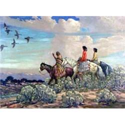 J. Haverstick. Oil on canvas. "Fall Flight." 22" x 30". Estimate $2,000-$3,000.…