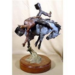 Con Williams. Multi patina bronze sculpture.  High & Wild.  #6/20. 17  tall. Estimate $2,000-$3,0…