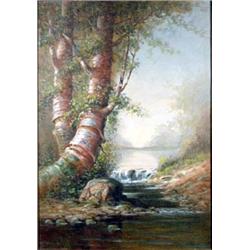 A.D.M. (Astley David Middleton) Cooper (1856-1924). Oil on canvas. Landscape. 32.5  x 22.5 . Esti…