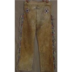 Quilled & Fringed Metis Deer Hide Pants. 19th century. Excellent condition. Estimate $2,000-$3,00…