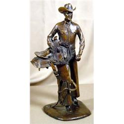 Frank Polk (b.1908) (CAA.) Bronze sculpture. "Cowboy." 10" tall. Polk was one of the early member…