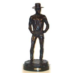 Joe DeYong (1894-1975). Bronze sculpture on marble base. "C.M. Russell." circa 1951. Ex John Hamp…