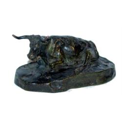 C.M. Russell (1864-1926). Bronze sculpture. "Longhorn." 1979 Dick Flood cast of the 1924 original…