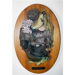 Ken Mayernik. Bronze wall plaque sculpture. "Montana Melody." circa 1985. 13" x 8.5". Estimate $7…