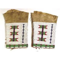 Sioux Indian Beaded Hide Leggings. 19th century. Ex Harold Ickes collection - Secretary of the In…