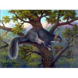 Robert O. Lindneux (1871-1970). Oil on canvas. "Western Gray Squirrel." 18" x 24". Estimate $3,00…