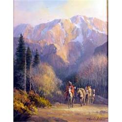 Charles H. Pabst (b.1950). Oil on canvas. "Out Of The Tetons."  19.5" x 15.5". Estimate $2,000-$3…