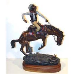 Mike Heikka. Multi patina bronze sculpture. "Surprised." #5/36. 18" tall. Estimate $1,200-$1,600.…