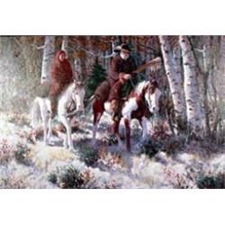 John Jones. Oil on canvas. Mountain man & woman. 24  x 30 . Estimate $3,000-$4,000.…