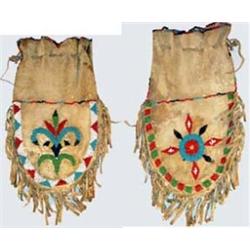 Santee Sioux Indian Beaded Bag. circa 1900. Excellent condition. 11  x 6.5 . Estimate $750-$1,000…