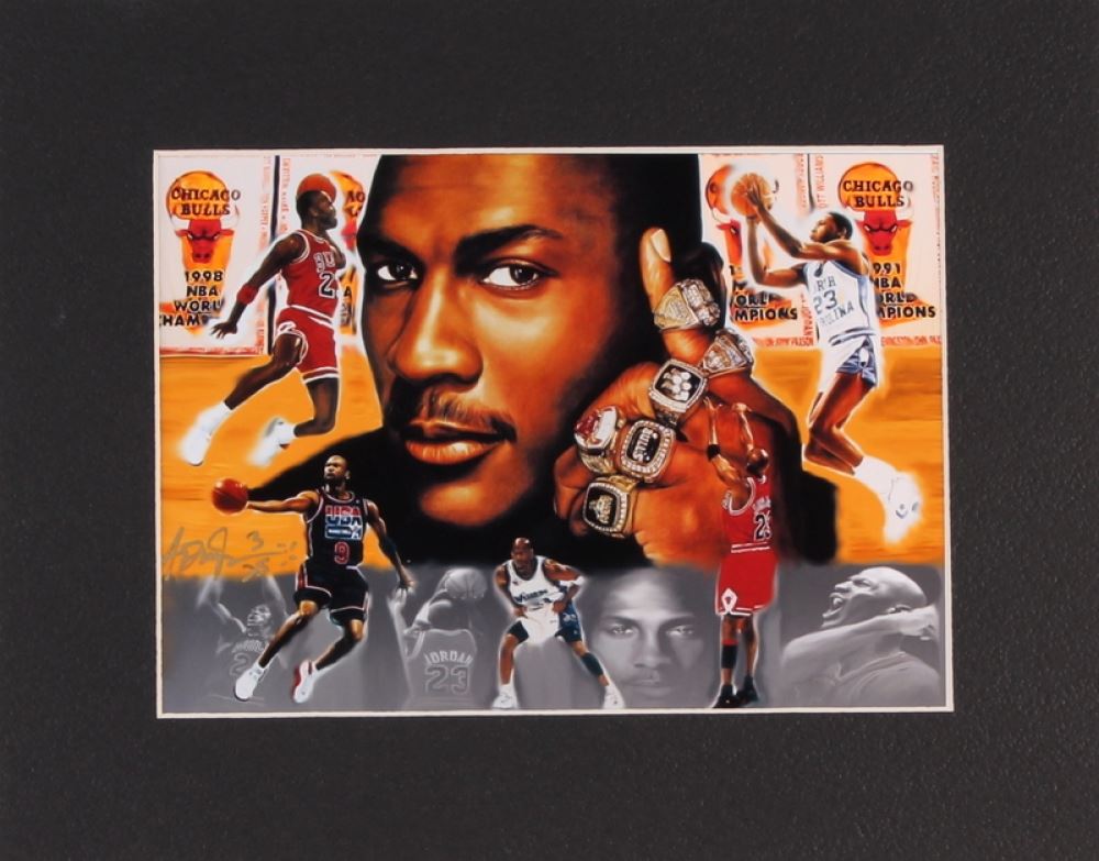 Michael Jordan Limited Edition 8x10 Custom Matted Lithograph Signed by