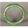 Image 2 : Chinese Double 14K Gold Linked Green Jade Bangle