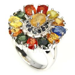 Natural Fancy Sapphire Sterling Silver 45 carats Ring