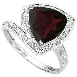 Genuine Garnet 3.60 carats & Diamond Ring