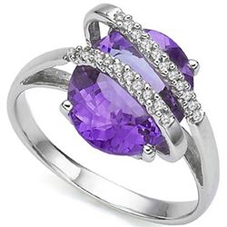 Natural Amethyst 3.20 cts & Diamond Gold Ring