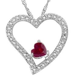 Genuine Ruby & Diamond Heart Pendant