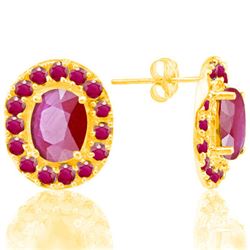 Genuine Ruby 7.02 carats Soild Gold Earrings