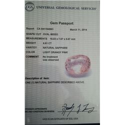 Ceylon Pink Color Sapphire 4.61 ct - EGL Certified