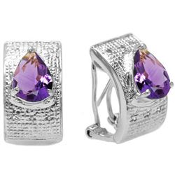 Genuine Amethyst & Diamond Earings