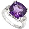 Image 1 : Natural Amethyst & Diamond 7.019 carats Ring