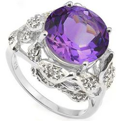 Natural Amethyst & Diamond Ring - 5.88 cts
