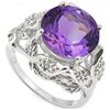 Image 1 : Natural Amethyst & Diamond Ring - 5.88 cts
