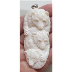 Hand Craved Bear Family Pendant