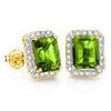 Image 1 : Natural Peridot & Diamond Solid Gold Earrings- 3.22 cts
