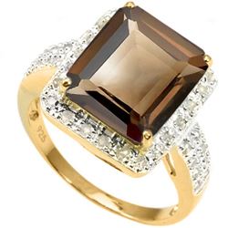 Natural Smokey Topaz & Diamond Ring 5.31 carats
