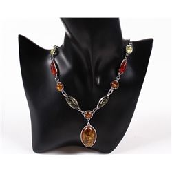Amber Pendant Necklace & Earring Set