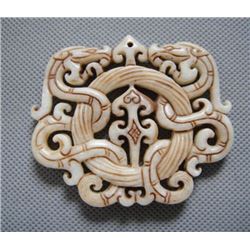 Hand Craved Jade Double Dragon pendant