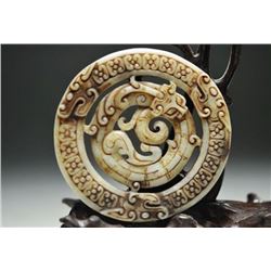Old Jade Hand Craved Dragon Pendant