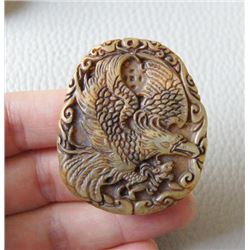 Old Jade Hand Carved Eagle Pendant