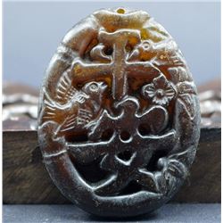 Antique Jade Hand Carved Pendant