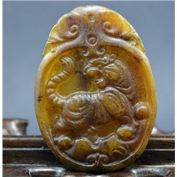 Antique Jade Hand Carved Tiger Pendant