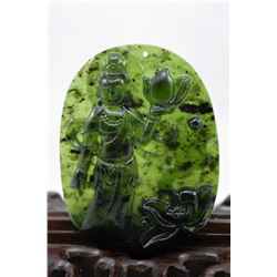Natural Jade Hand Carved Guanyin Pendant