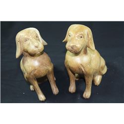 Hand Carved Wooden Puppies