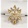 Image 1 : RING: STERLING SILVER MARQUISE CUT WITH CITRINE GEMSTONES AND WHITE SAPPHIRES.