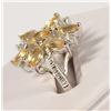 Image 2 : RING: STERLING SILVER MARQUISE CUT WITH CITRINE GEMSTONES AND WHITE SAPPHIRES.