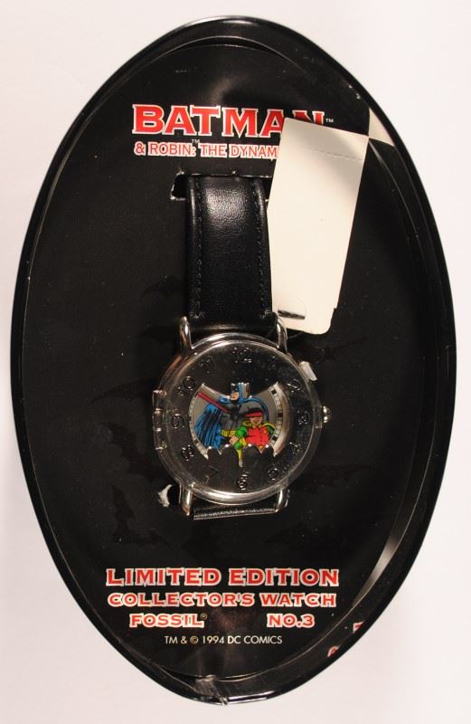 バットマン BATMAN FOSSIL NO.3 LIMITED EDITION Fossil BATMAN and ROBIN Collectors Watch No 3 w/ Original