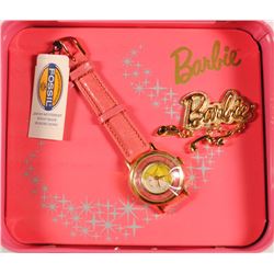 Limited Edition Barbie Fossil Watch In Lunchbox Tin 1994 Pretty And Pink Leather