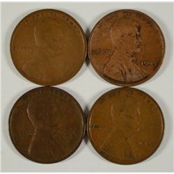 (4) 1909 VDB LINCOLN CENTS