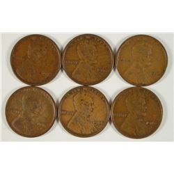 (6) 1914-S LINCOLN CENTS